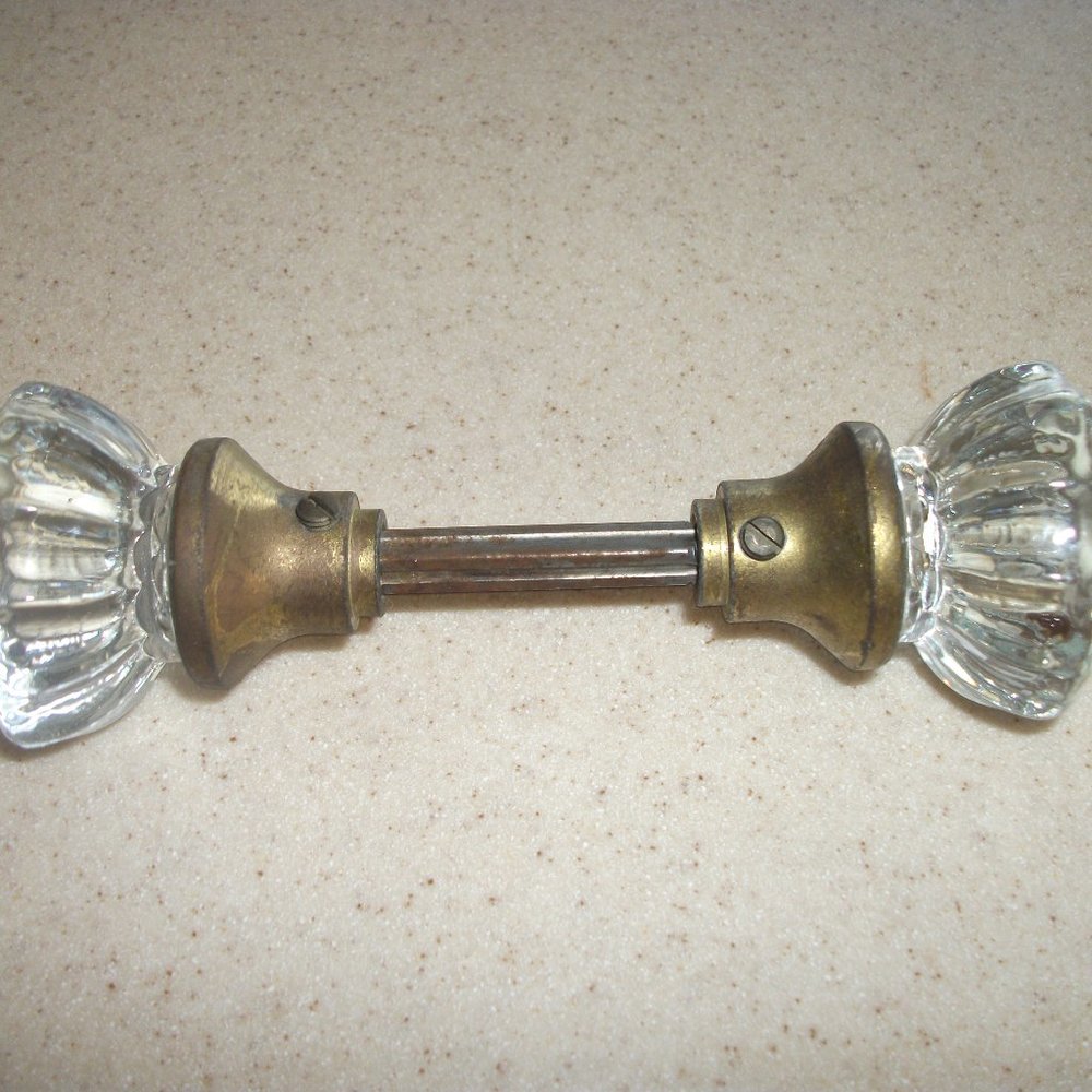 Antique 12-Sided Glass Door Knob Set